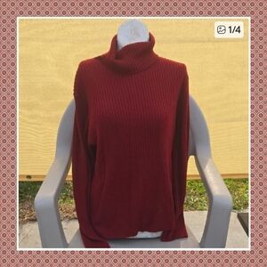 Eddie Bauer Women's Ribbed Cowl Neck Sweater - Burgundy Size Large
